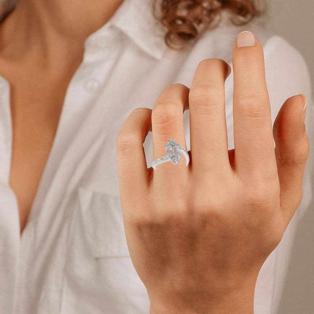 Petal Bypass Diamond Ring in 950 Platinum 0.65 CTW V3935