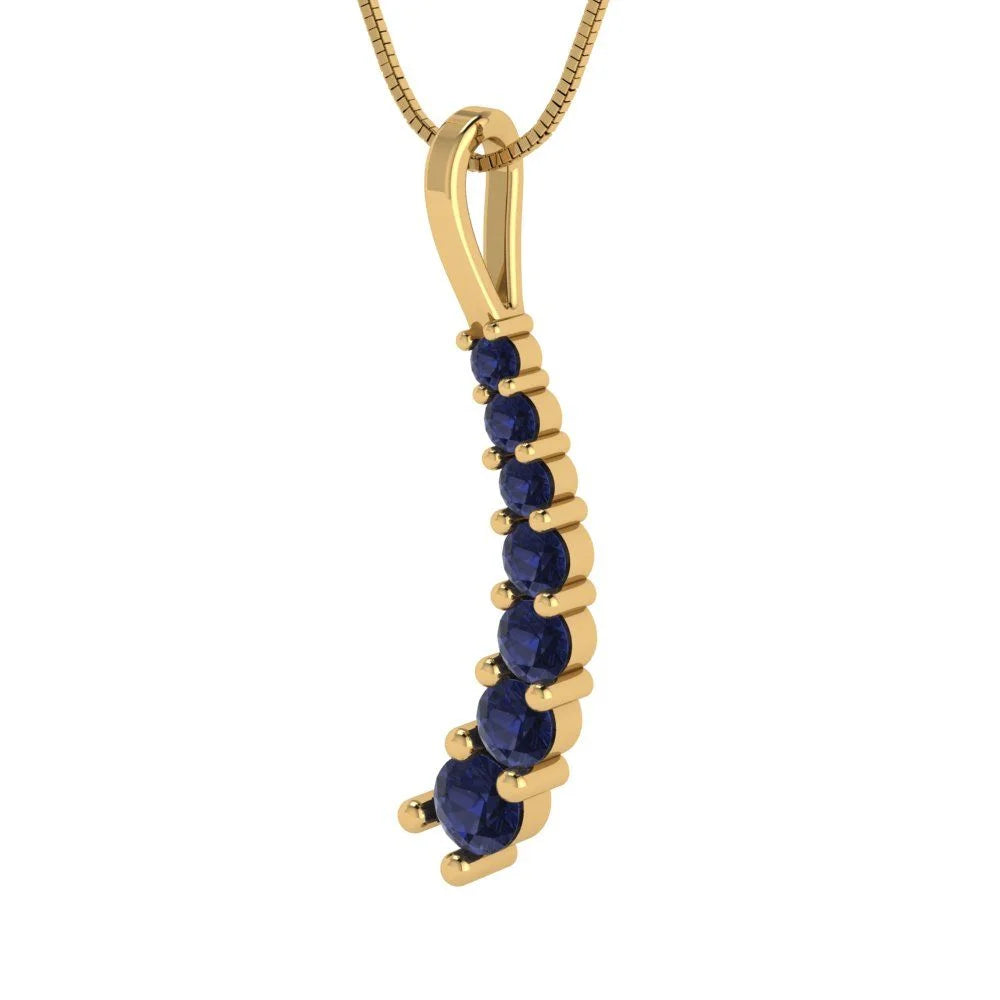 14k Yellow Gold Blue Sapphire Pendant with 18" Chain A566762