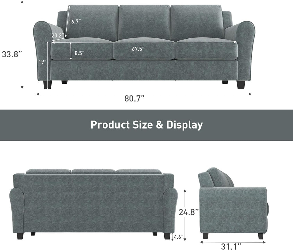 Grey 3 Seater Sofa Couch E3334