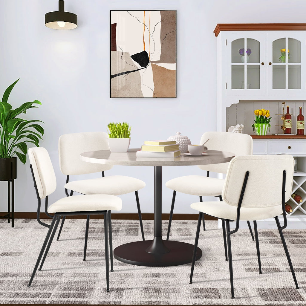 Cream Fabric Upholstered Dining Chairs Set of 6 Z742298