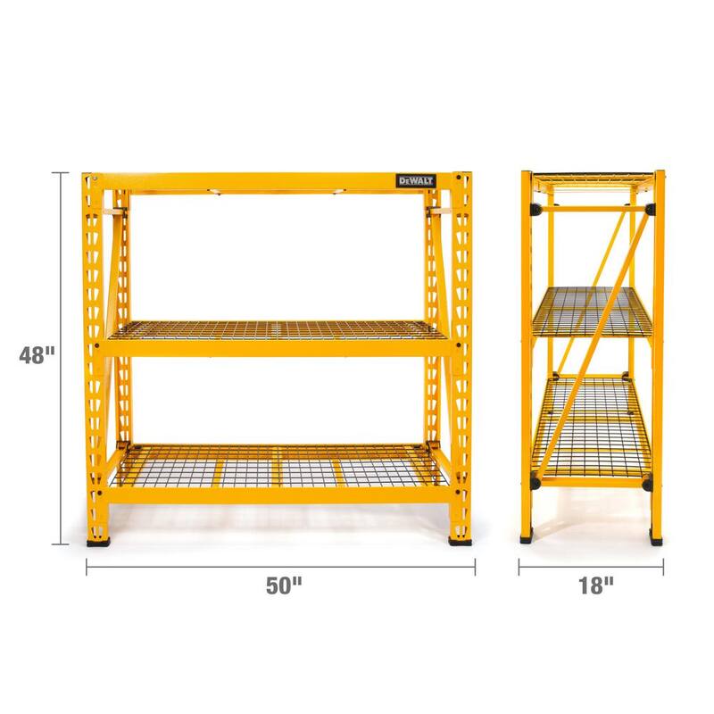 Yellow 3-Tier Wire Steel Shelving Unit L66466