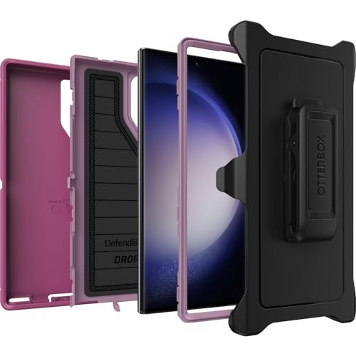 Black Rugged Case for Galaxy S23 Ultra with Holster Clip Kickstand F5938