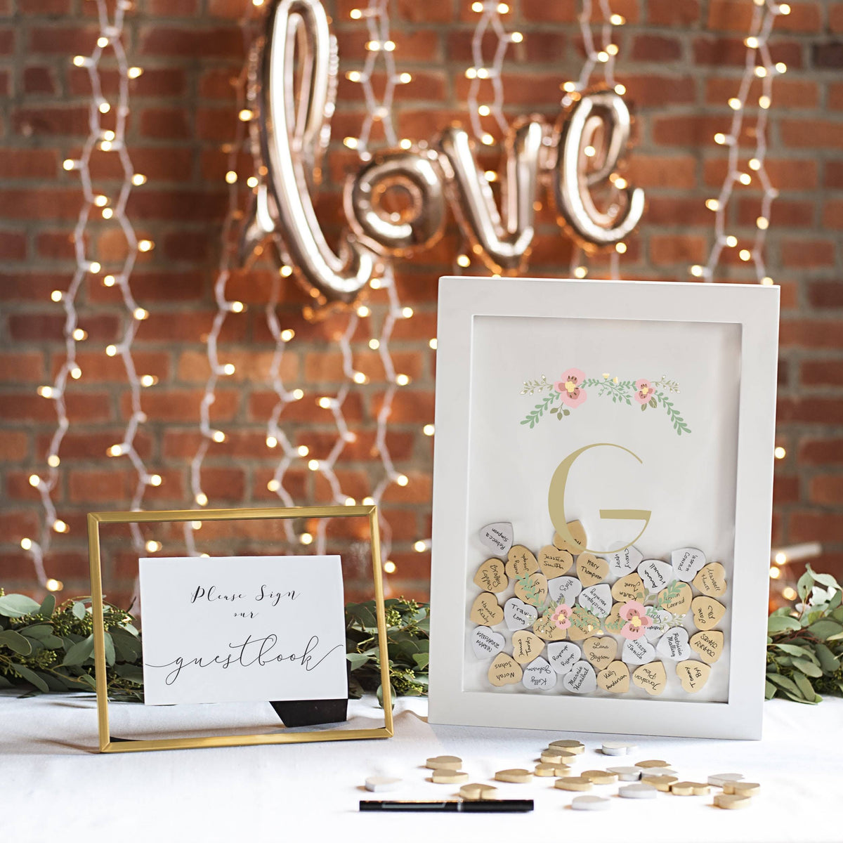 Floral Heart Drop Guestbook H697