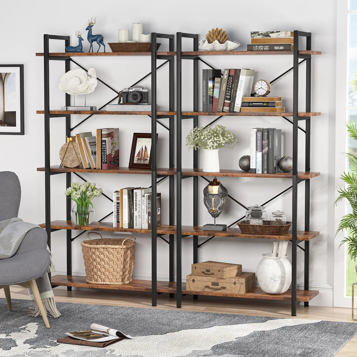 5 Tier Rustic Brown Bookcase U32966