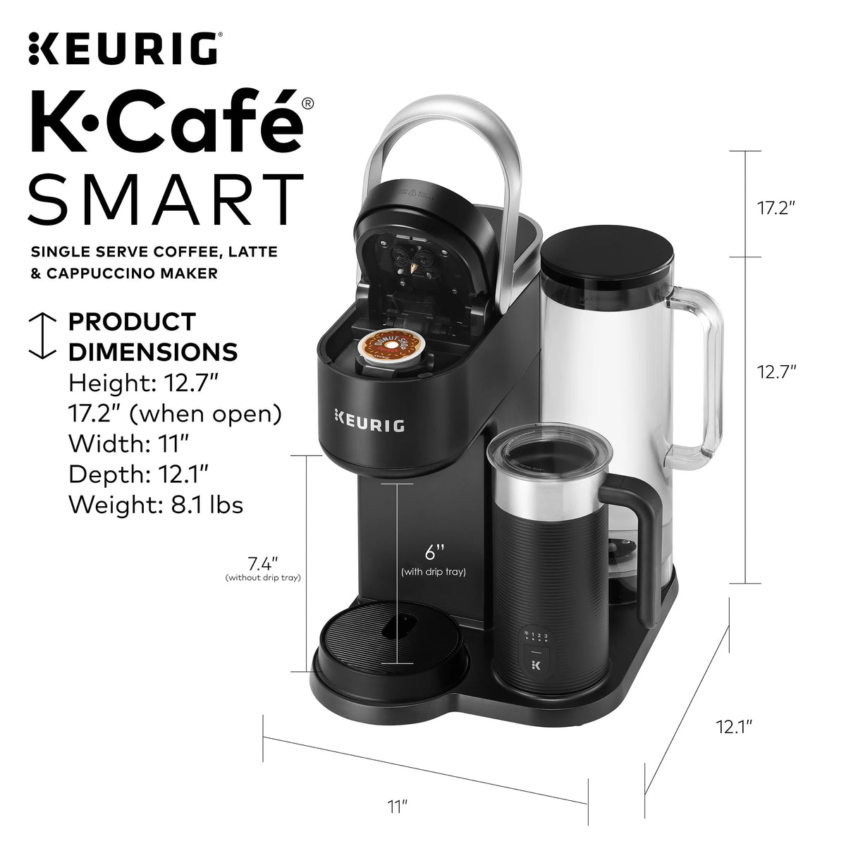 Single Serve K-Cup Pod Coffee Latte and Cappuccino Maker Black A411