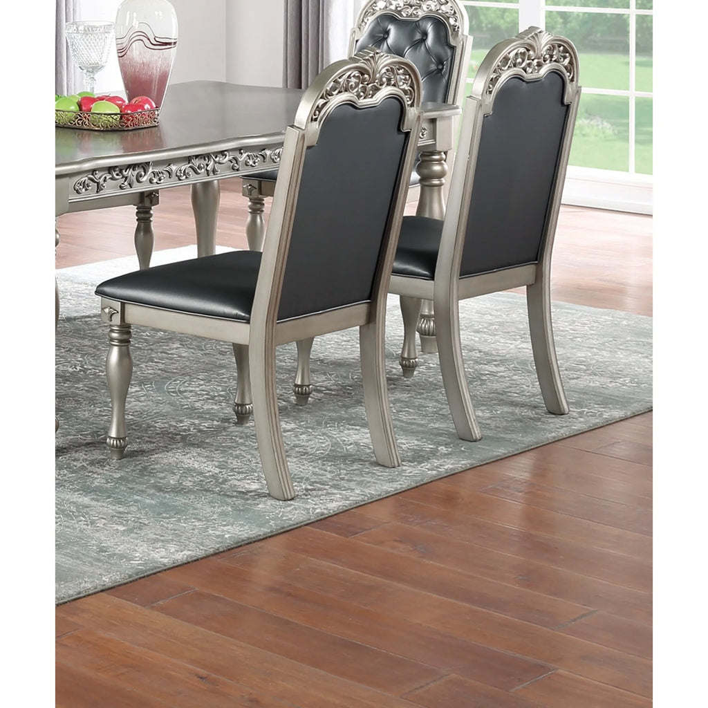 Grey Silver Rubberwood Upholstered Dining Chairs Set of 2 L3643