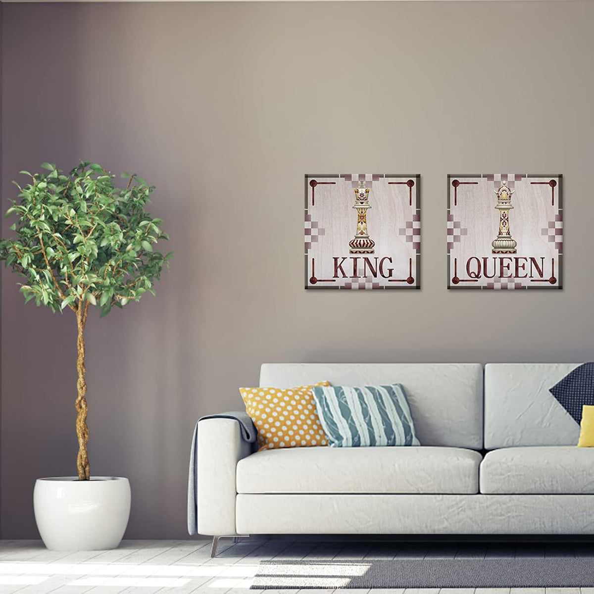 King and Queen of Chess Canvas Wall Art 24x24 Inch S473