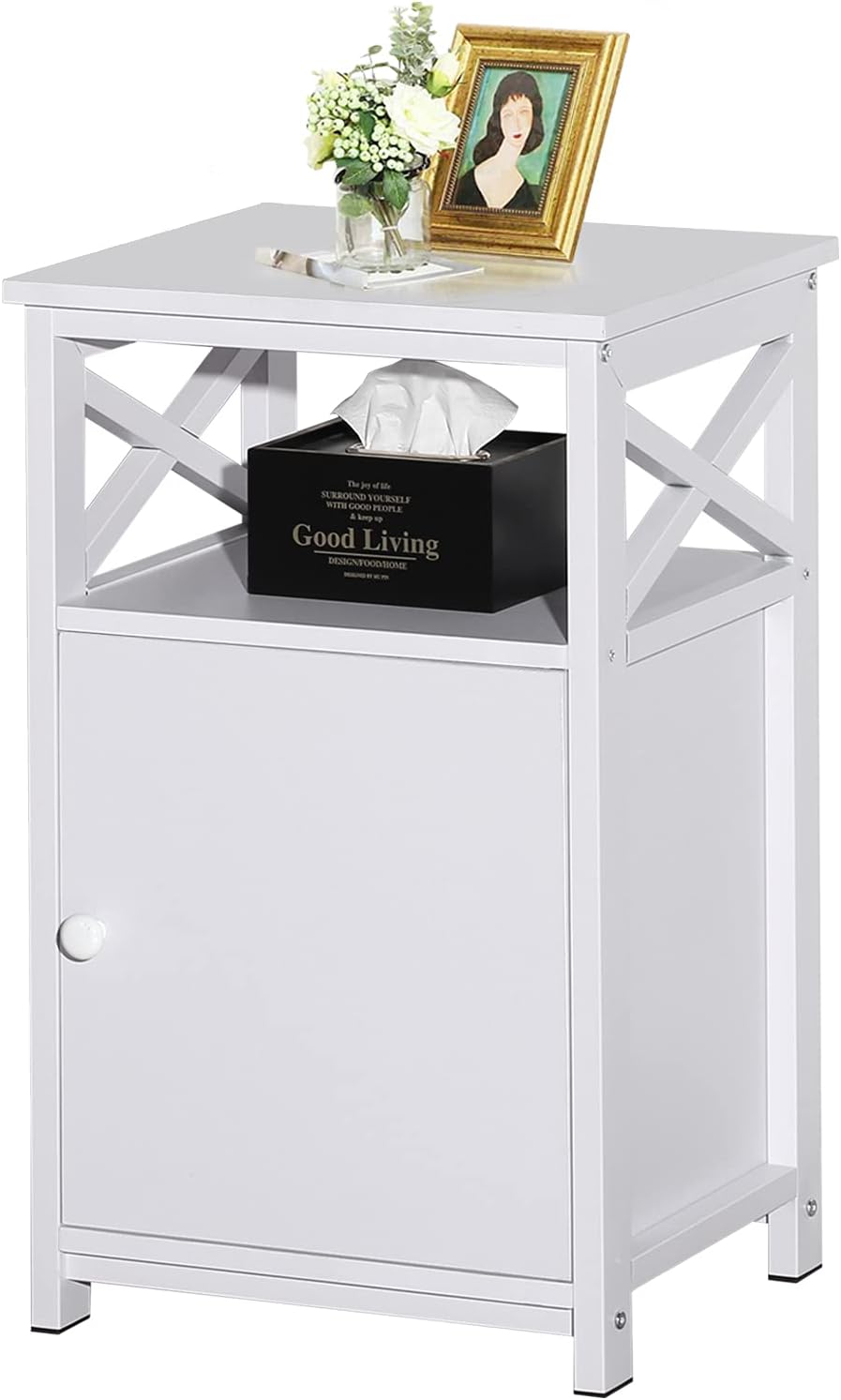 Brown Storage Cabinet and Drawer Nightstand K342