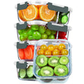 5-Pack 36 Oz 2 Compartments Glass Food Storage Containers with Locking Lids I341260