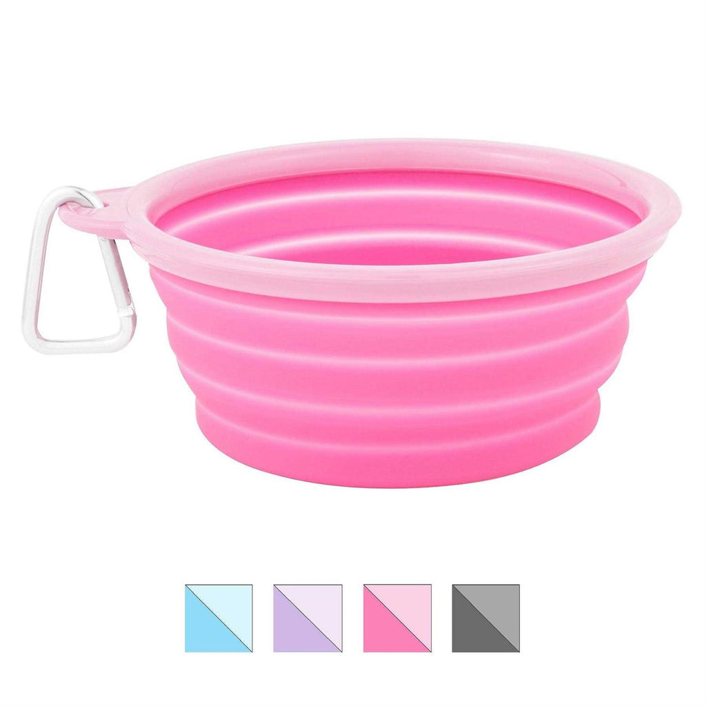 Collapsible Silicone Water Travel Bowl with Clip V661457