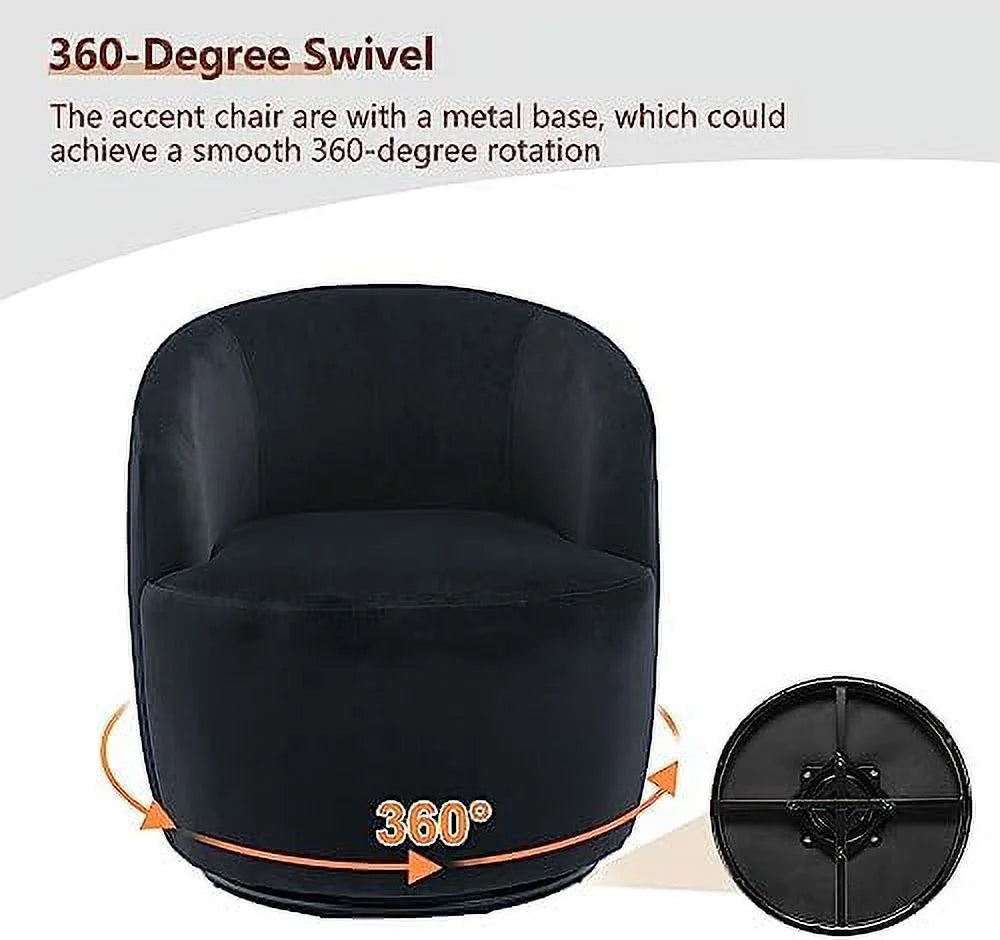Black Velvet Swivel Barrel Accent Chairs Set of 2 G990
