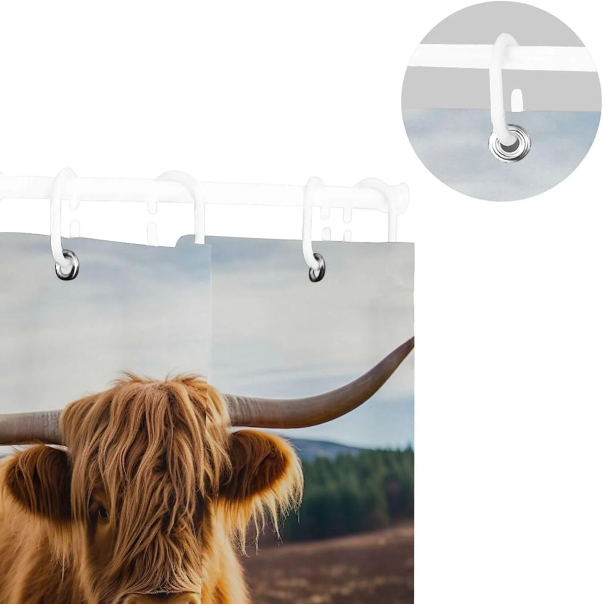 Waterproof Fabric Shower Curtain with 12 Hooks, 60 x 72 Inch K174