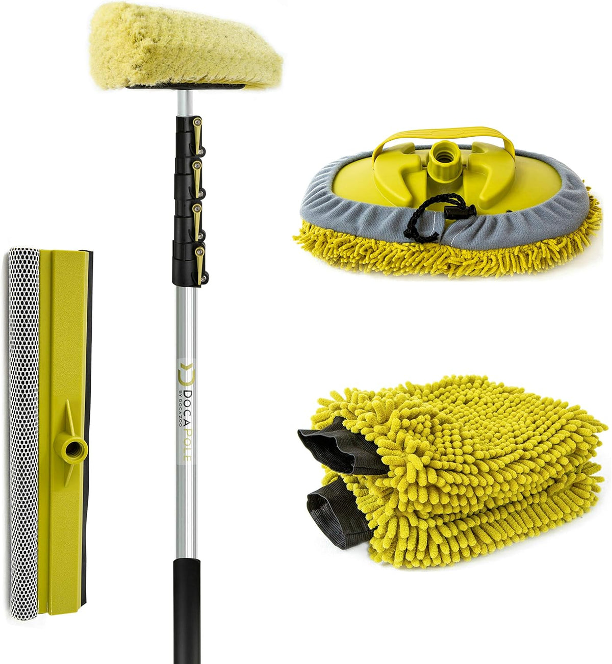 5-12 Foot Car Cleaning Kit with Soft Car Wash Brush, Car Squeegee, Car Wash Mitt, Microfiber Cleaning Head & Extension Pole N47685