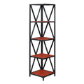 Cherry/Black Metal 5 Tier Corner Bookcase M42832