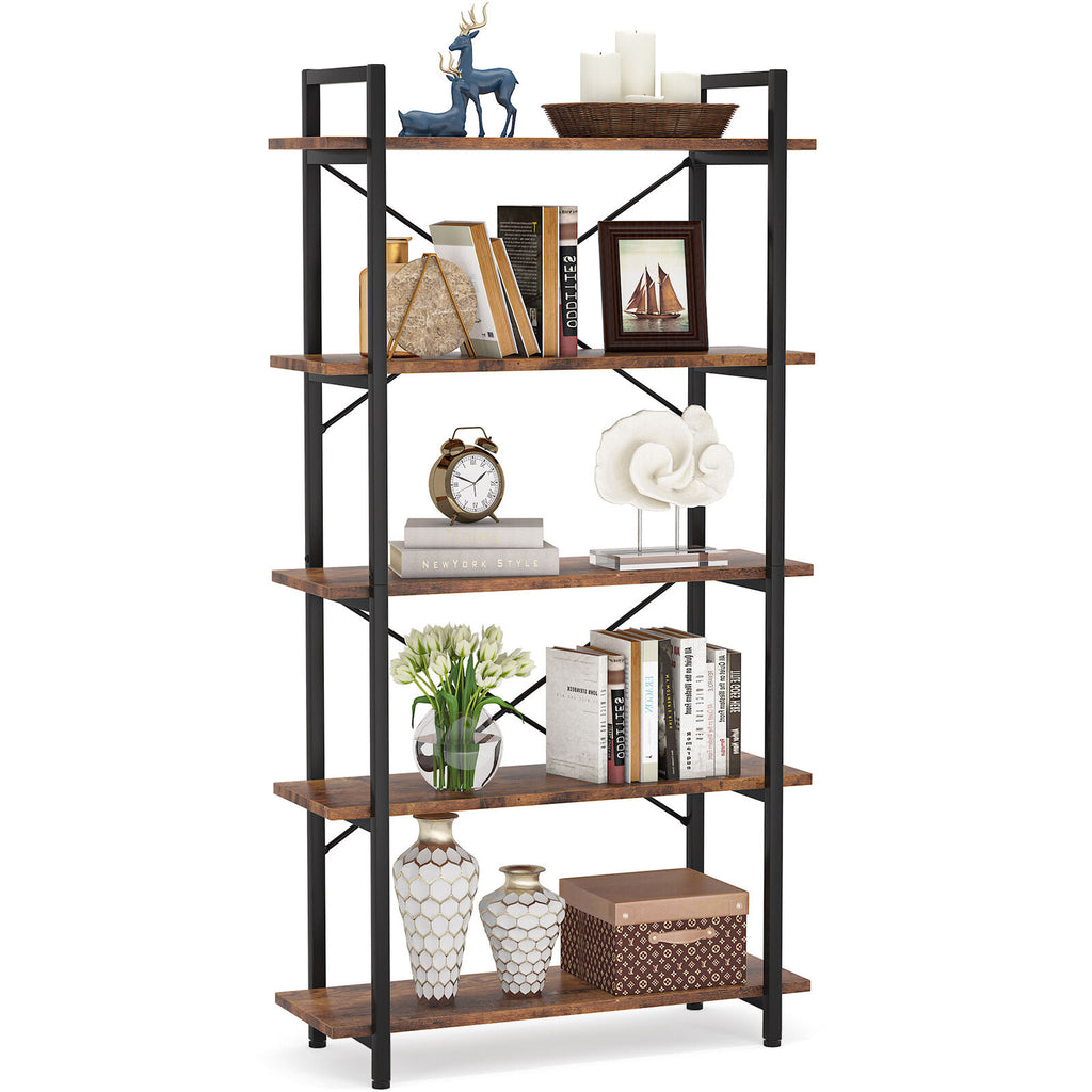 5 Tier Rustic Brown Bookcase U32966