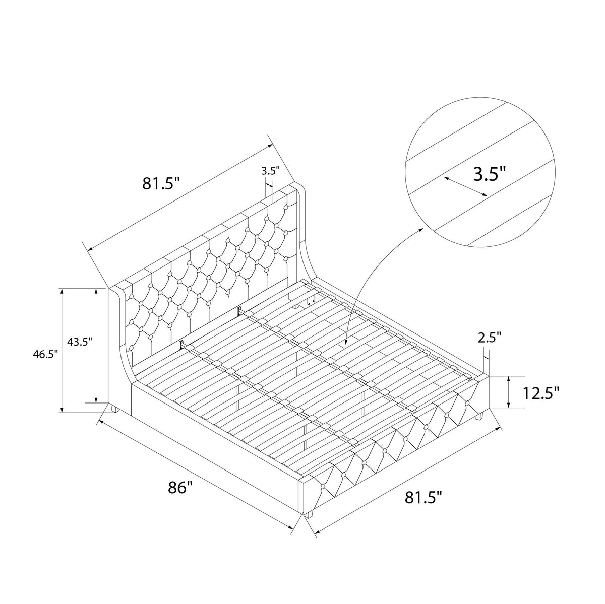 King Light Gray Linen Upholstered Bed J53110