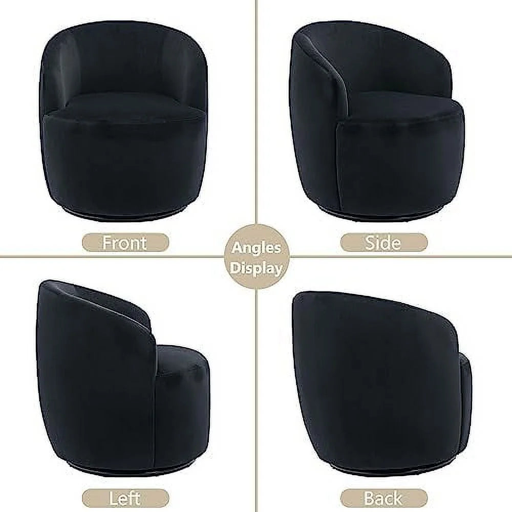 Black Velvet Swivel Barrel Accent Chairs Set of 2 G990