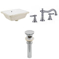 White Rectangle Undermount Sink Set J785
