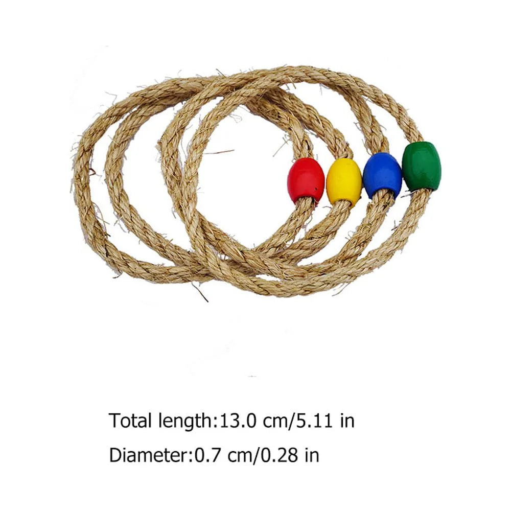 8 PCS Wooden Ring Toss Game Outdoor Toy F28255