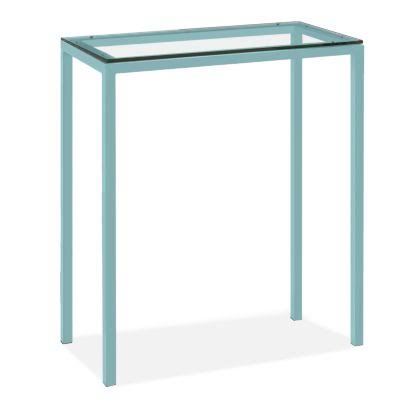 Clear Tempered Glass Patio Bar Table with Ocean Blue Base T1338