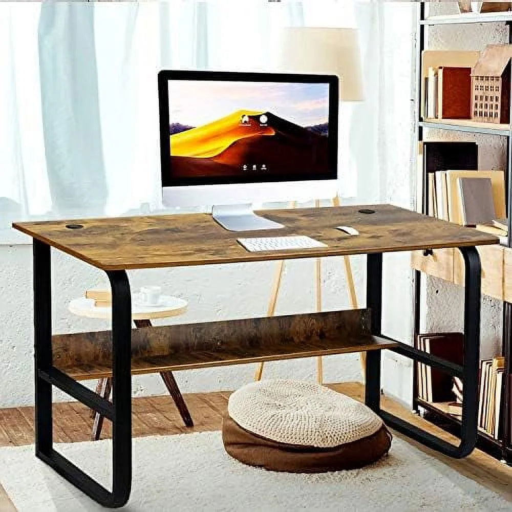 Computer Desk Home Office Work Station 55'' Rustic Wood Tone S55461