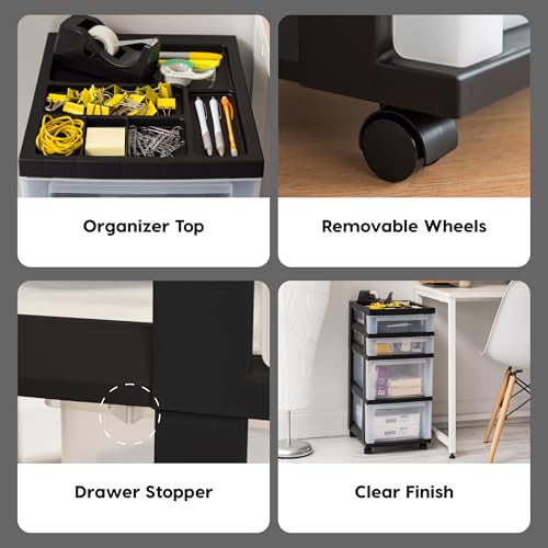 Black 10-Drawer Plastic Rolling Cart E638097