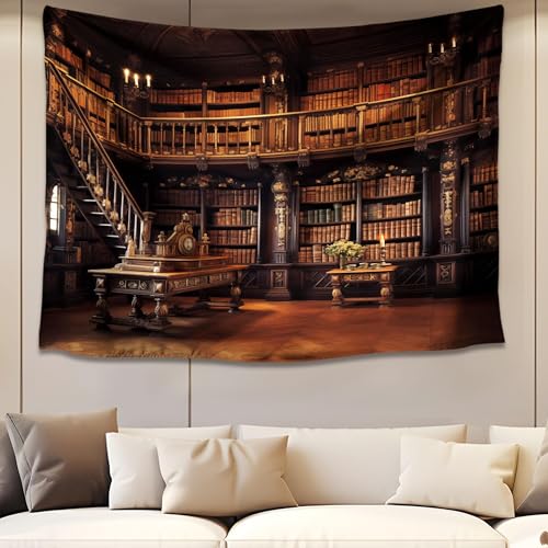 Medieval Bookshelf Tapestry Wall Hanging E502