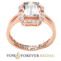14K Rose Gold over Sterling Silver Emerald Cut White Topaz 2 Piece Wedding Set P9727