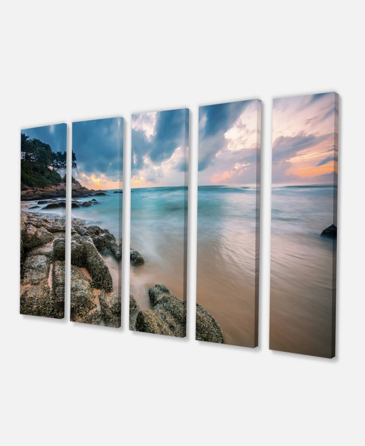 Extra Large Seascape Art Canvas (5 Piece), 60x22 x 28x22 Z596