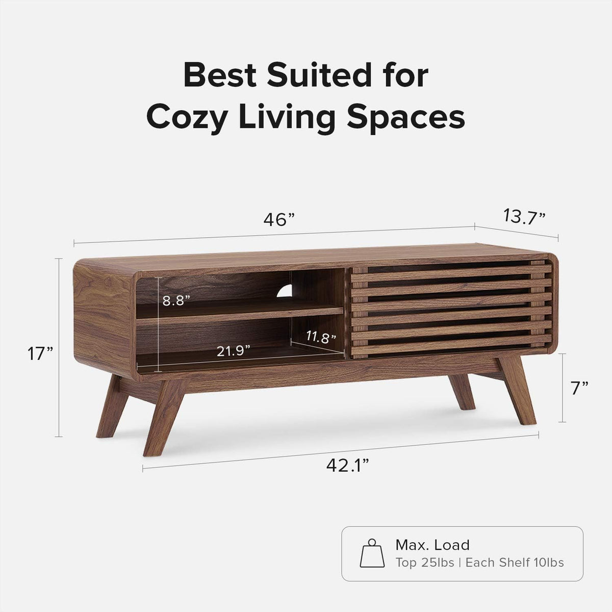 Scandinavian TV Stand with Slatted Door A256