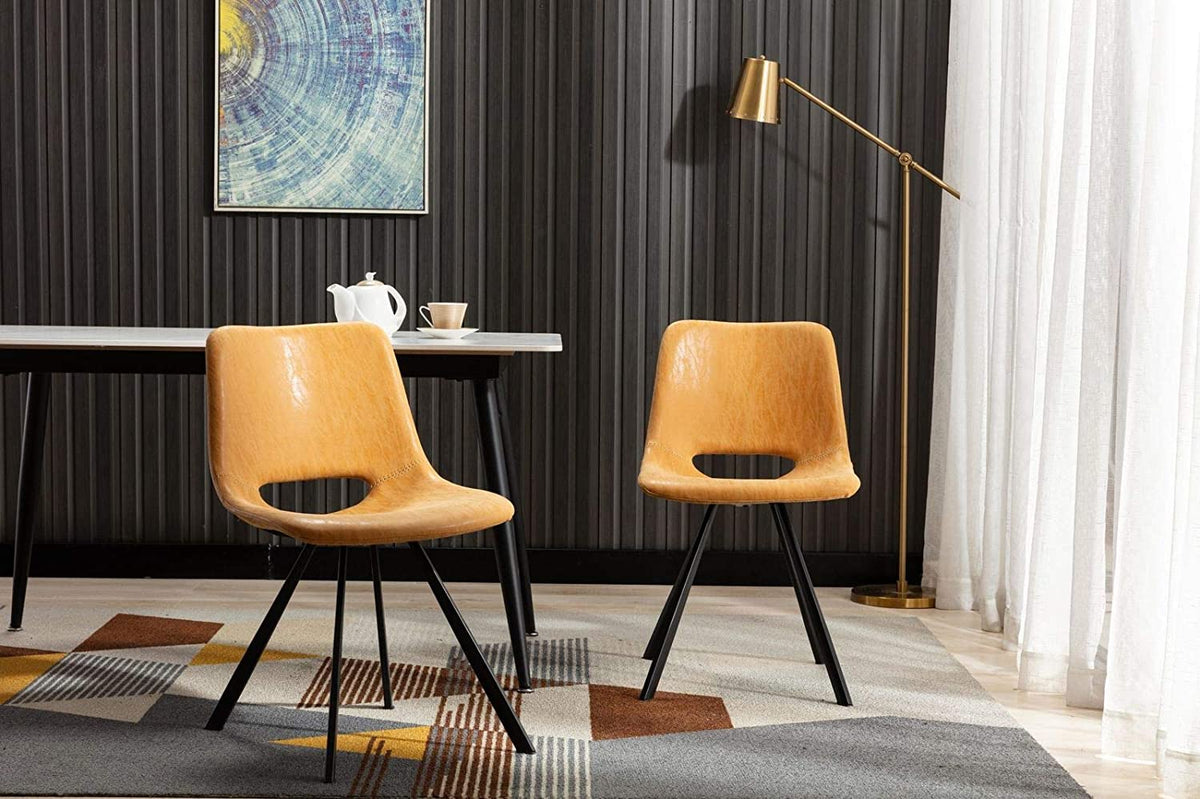 Synthetic Leather Upholstered Dining Chairs Set of 2 Pcs Counter Bar Chairs J800823