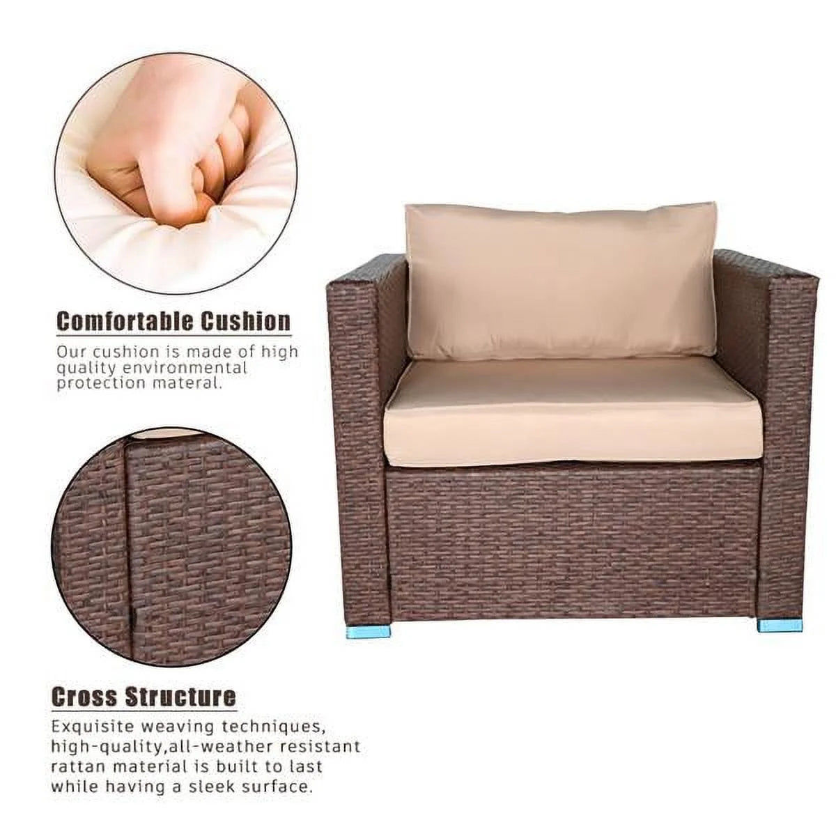 7 Pieces PE Wicker Rattan Corner Sofa Set M715