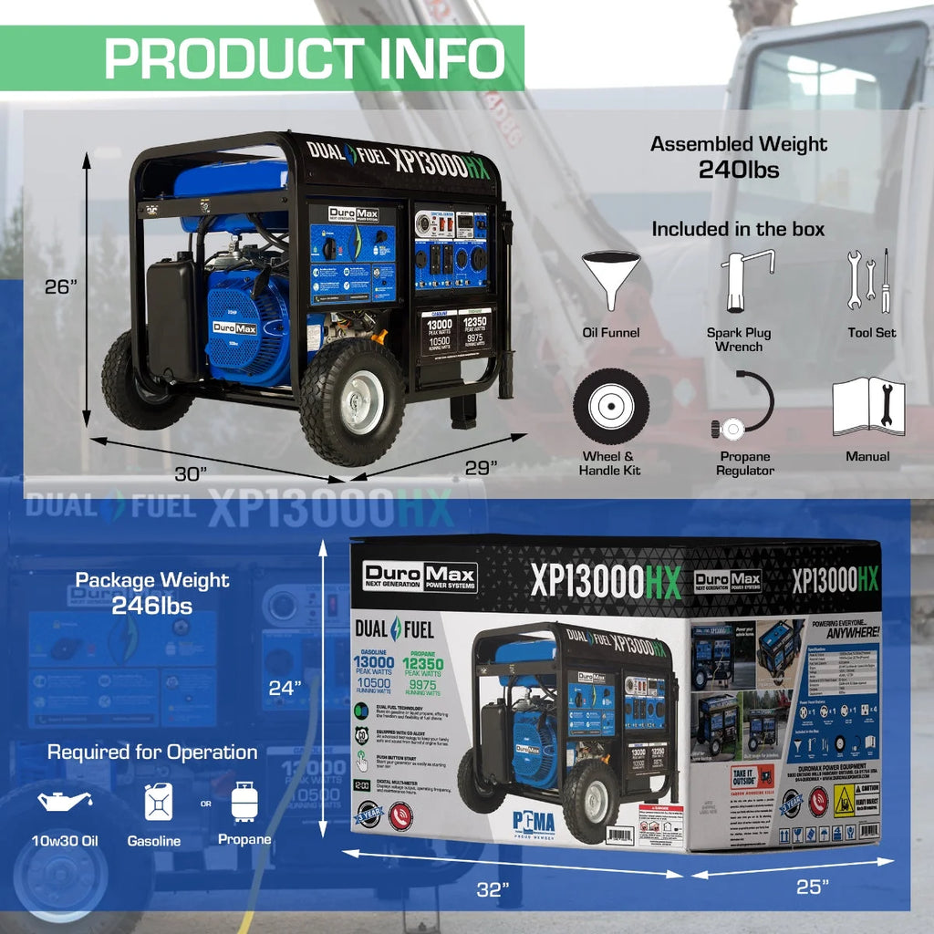 13,000 Watt Dual Fuel Portable Generator K986