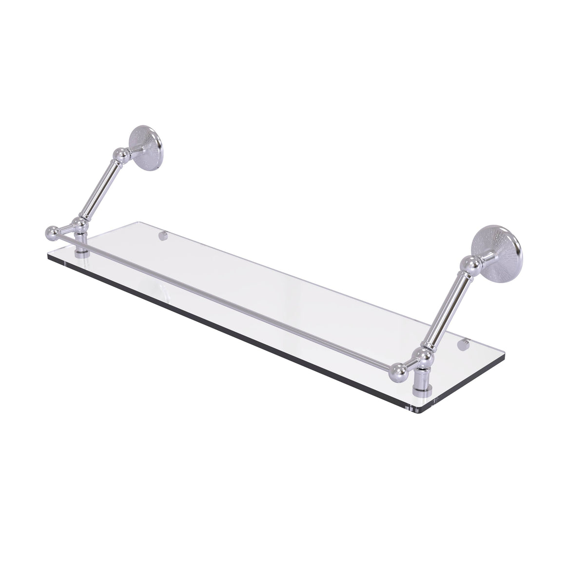 Satin Chrome Floating Glass Shelf with Gallery Rail - 30 inch V744579