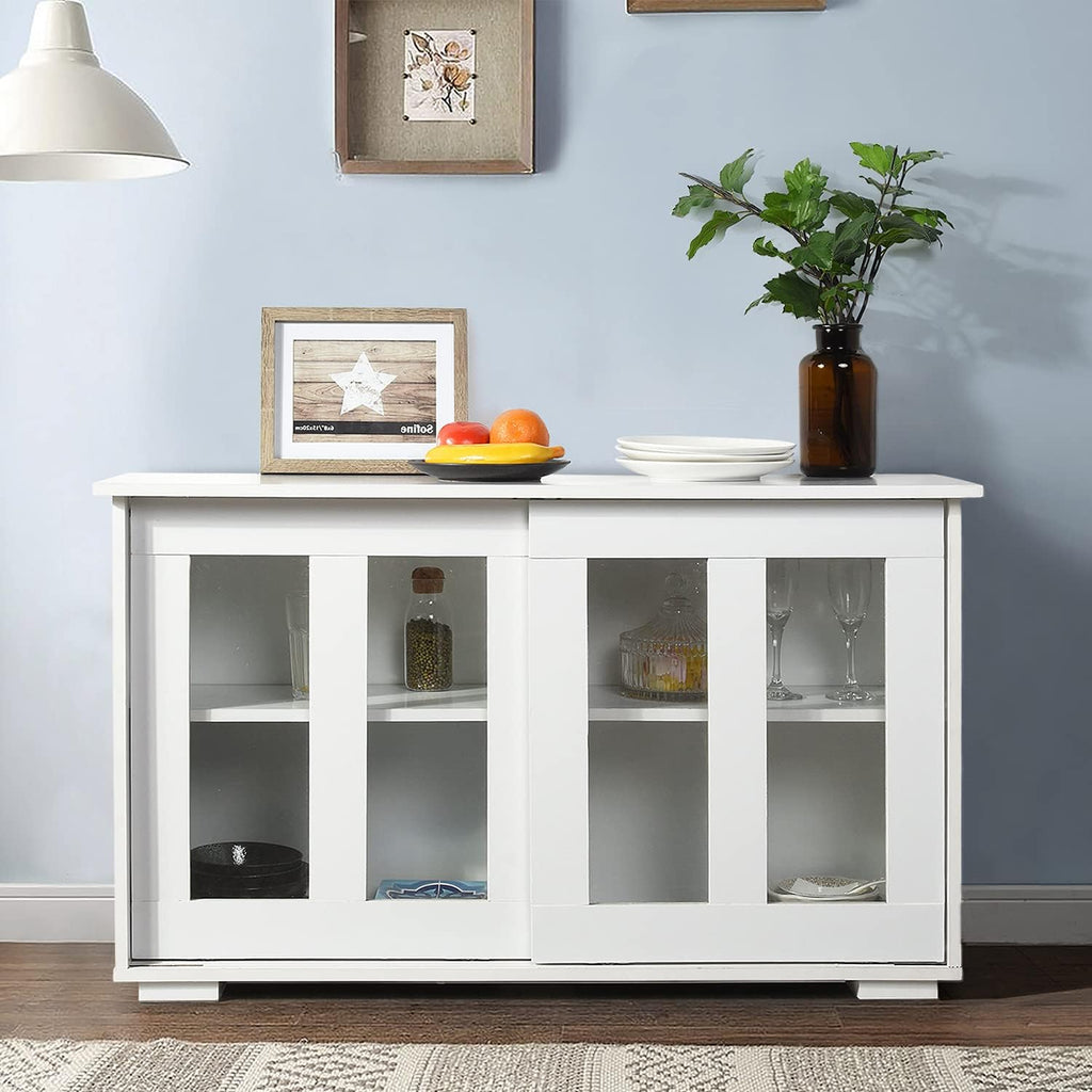 42 White Sliding Door Sideboard Buffet Storage Cabinet T201619