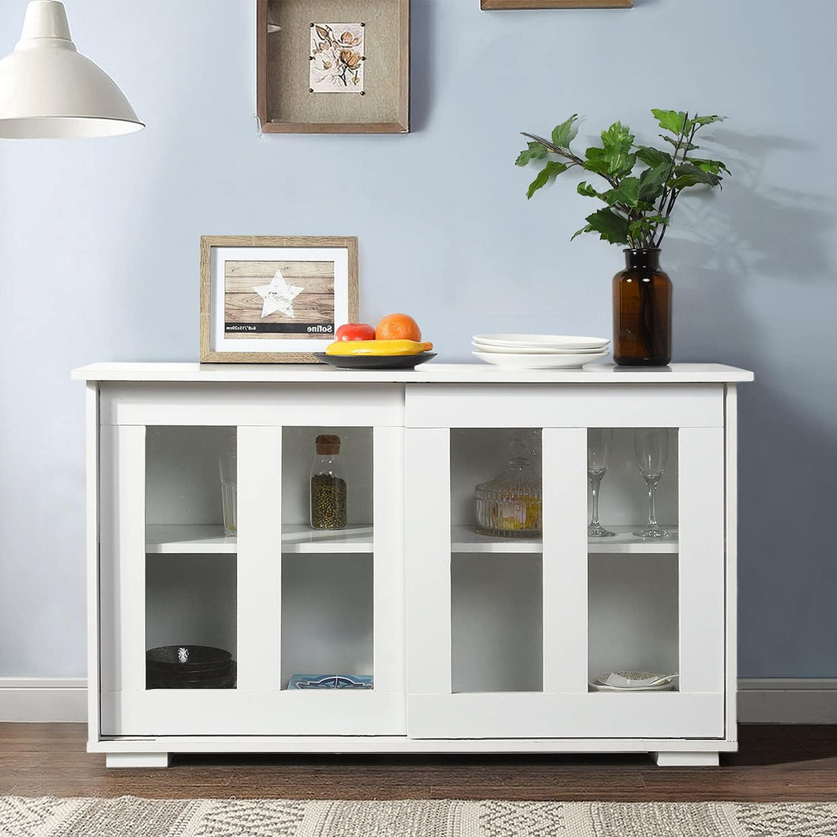 42 White Sliding Door Sideboard Buffet Storage Cabinet T201619