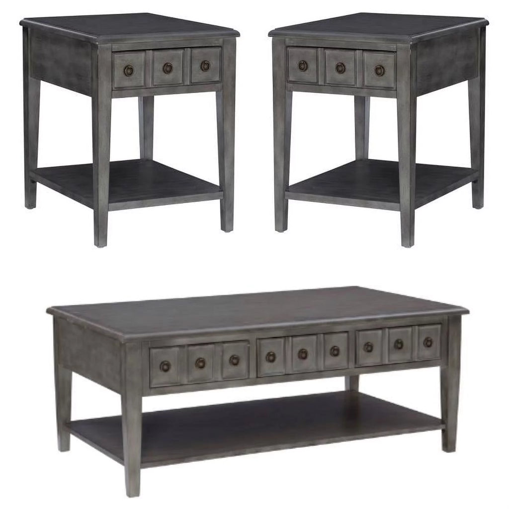 3-Piece Coffee Table Set with 2 Accent Tables in Gray G666