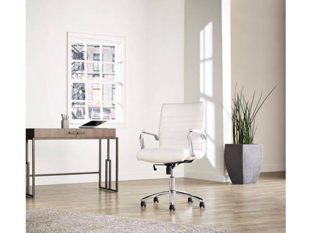 White Leather Mid-Back Chair X6817