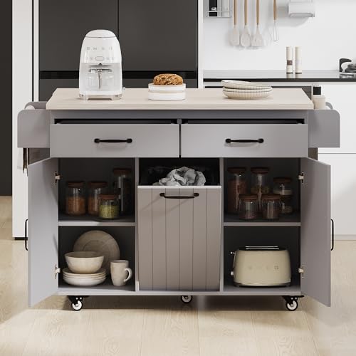 Black Farmhouse Kitchen Island with Power Outlet and Drop Leaf N56999