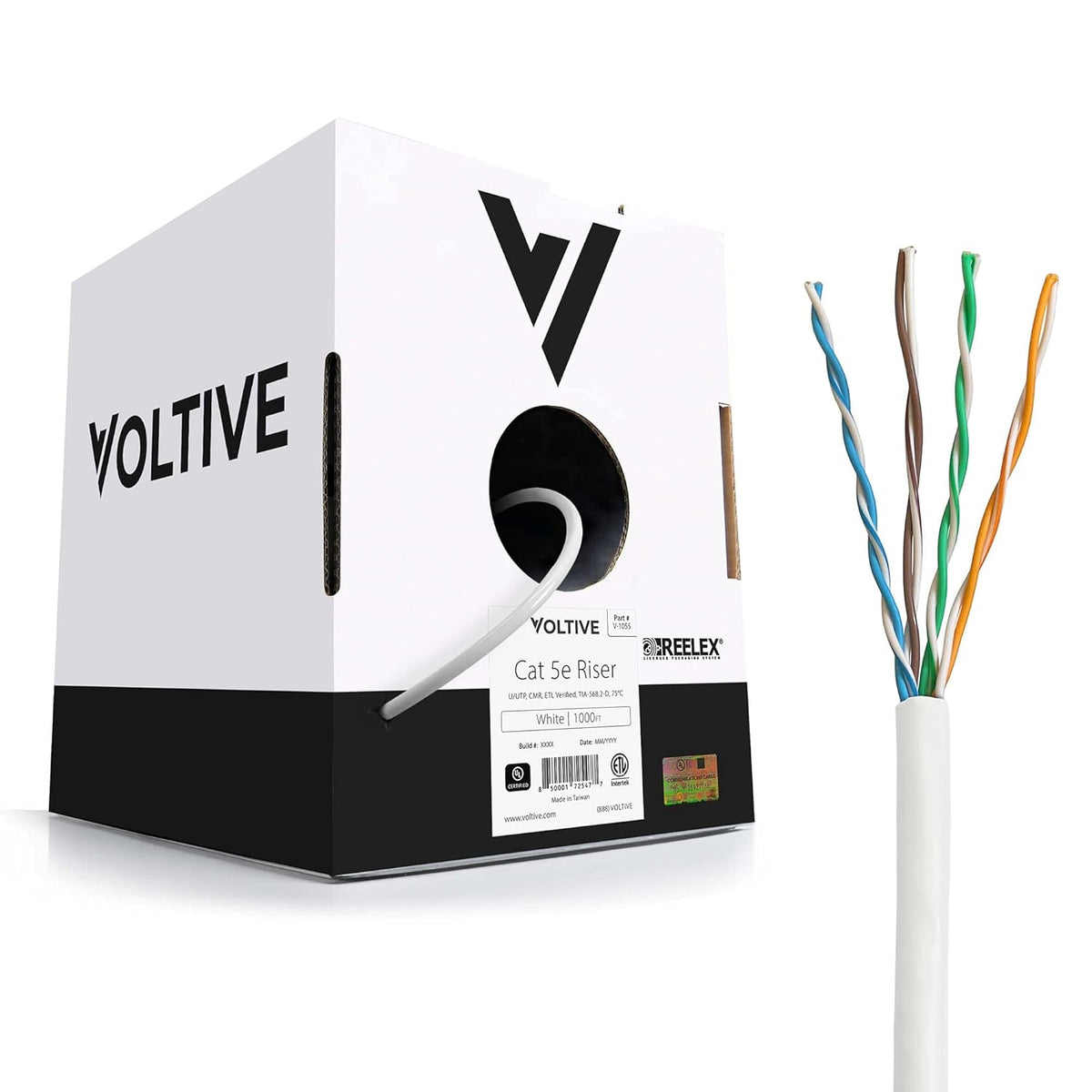 White 1000ft Cat5e Riser Bulk Ethernet Cable B249081
