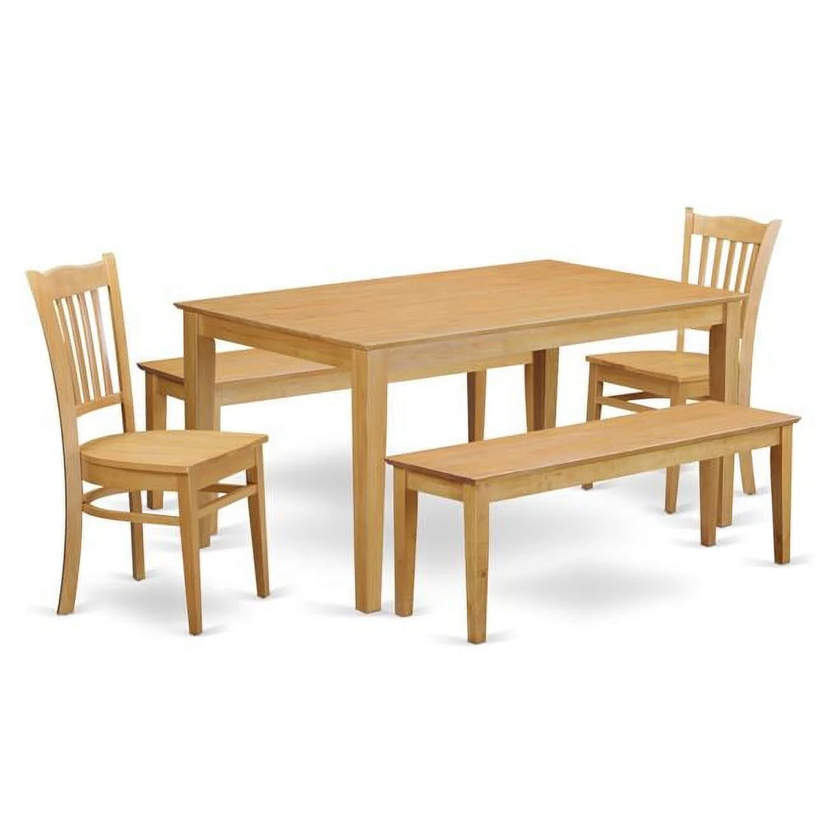 Oak Kitchen Table with 2 Dining Chairs and 2 Benches X13044