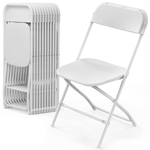 10 Pack White Plastic Folding Chair with Steel Frame Y6895