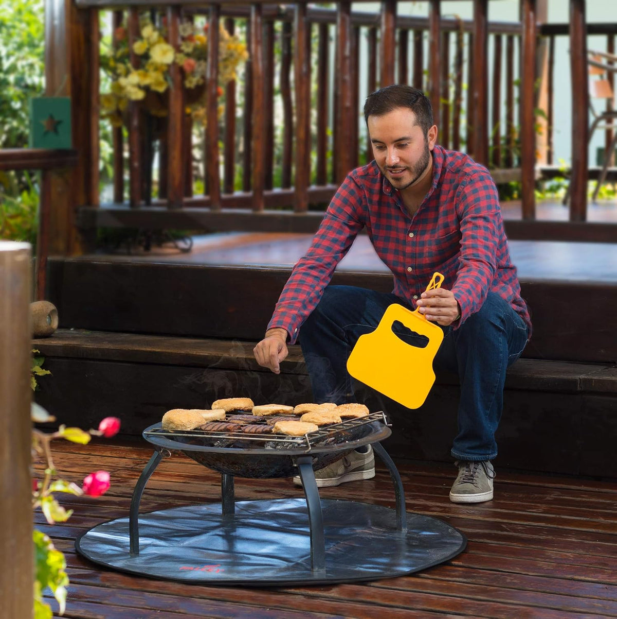 Fireproof Heat Resistant Round Portable Folding Fire Pit Mat Protector Pack of 2 L421