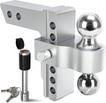 Adjustable Trailer Hitch Ball Mount, 2.5-Inch Receiver, 6-Inch Drop, Forged Aluminum Shank, 2-Inch and 2-5/16-Inch Combo Stainless Steel Tow Balls with Double Pin Key Locks D986892