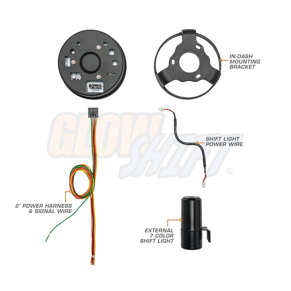 Tinted 7 Color 10,000 RPM Tachometer Gauge with Shift Light K85227