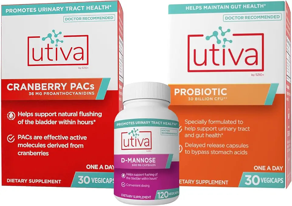 Cranberry PACs 30 Vegi Capsules + D-Mannose 500mg 120 Capsules + Probiotic 30 Delayed Release Vegi Capsules E776344