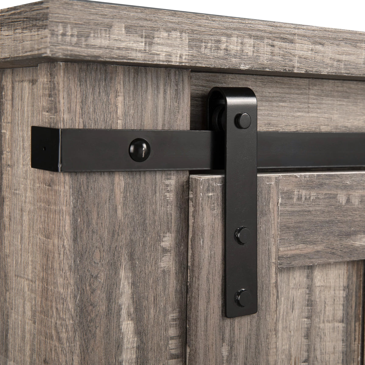 Aged Wood Sliding Barn Door Accent Cabinet S7043