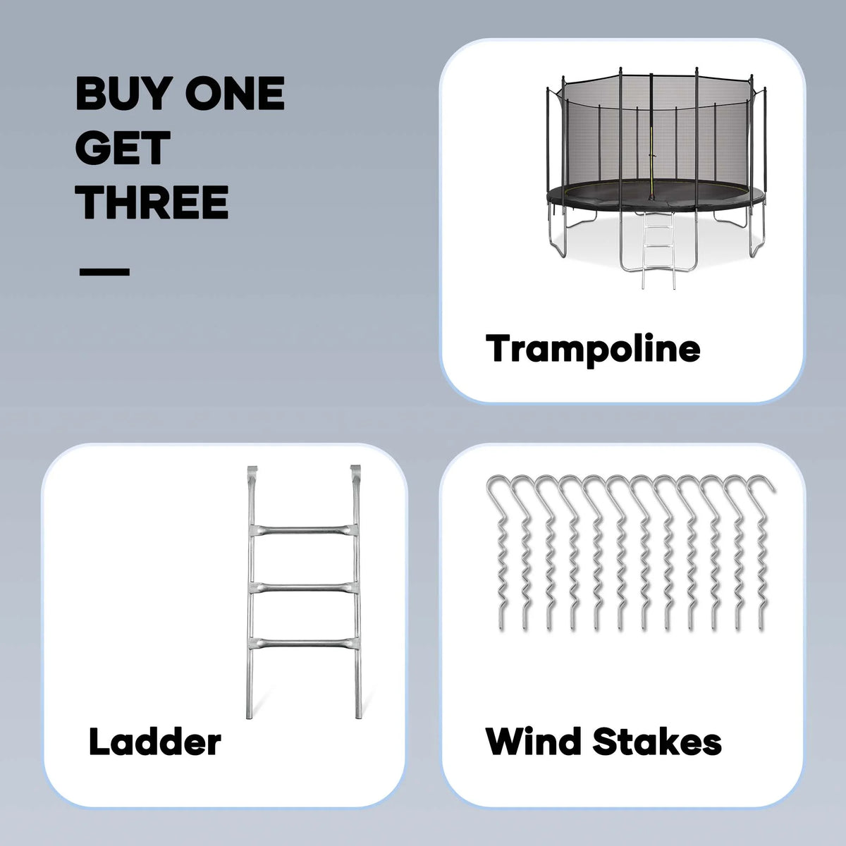 14 FT Trampoline with Ladder, Safety Enclosure, Wind Stakes E55029
