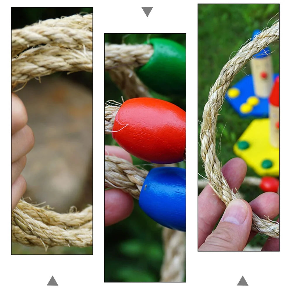 8 PCS Wooden Ring Toss Game Outdoor Toy F28255