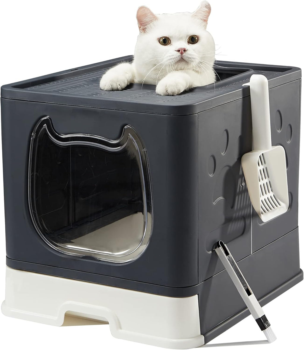 Black Covered Cat Litter Box with Lid V665416